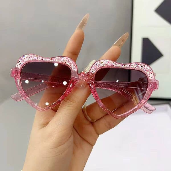 Stylish Kids Glitter Heart-Shaped UV400 Sunglasses for Outdoor, Baby Fashion Photo Cute Toddler Sun Glasses Accessorie ddmyshoesvip X260205