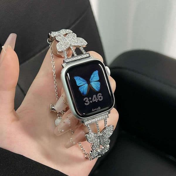 Apple Watch replacement strap Compatible with Apple Band Stainless Steel Metal Butterfly Chain iWatch Watch Strap