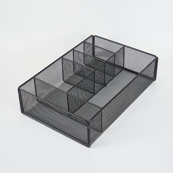 Multi - Compartment Metal Mesh Desk Organizer: Stores Pens, Pencils, Small Items, Ideal for Tidy Workspace & Office