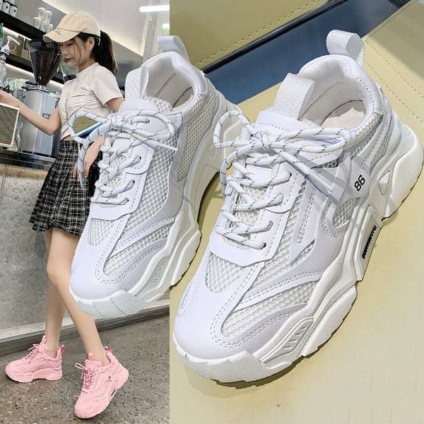 Spring Autumn Platform Sneakers Women Casual Lace Up Thick Bottom Walking Shoes Woman Non Slip candy color Sneakers Outdoor sports running shoes zapatillas mujer