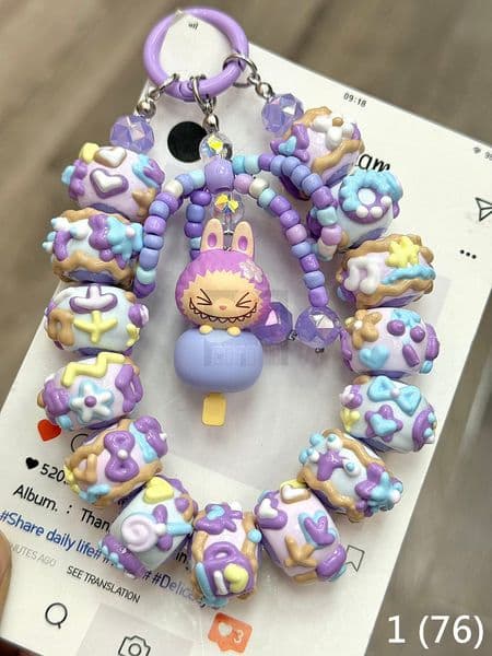 New Labubu Keychain Anime Cartoon Keyring Charms Kawaii cell phone Backpack Decoration Car Key Accessories 130style