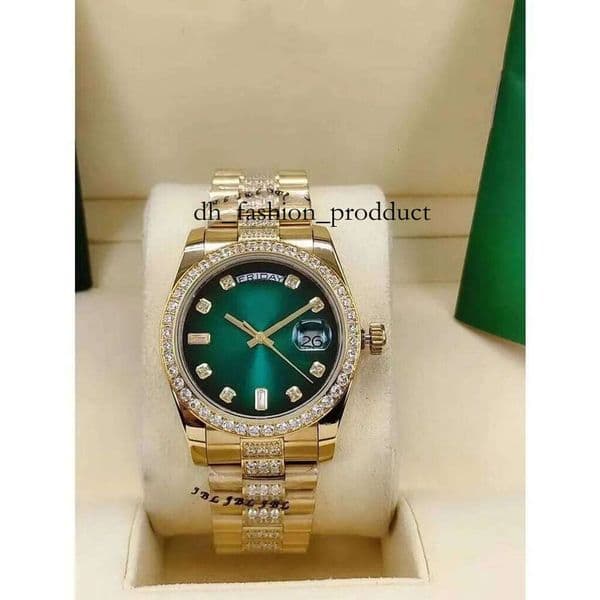 Waterproof Men Watch New Version Day-Date 18K Yellow Gold Diamond Bezel 36mm 40mm Dial Automatic Fashion Men's Watch Woman Wristwatch With Box Papers 85b