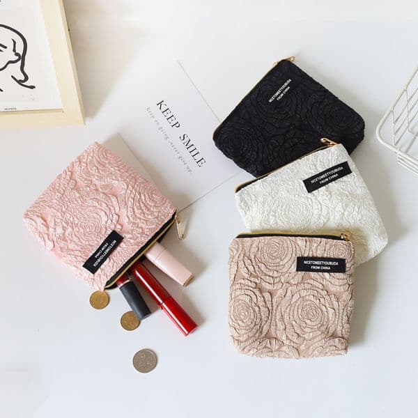 Free Shipping Designer Bag Rose Flower Wallet For Women Small And Unique Design 2025 New Coin Purse High-end Zipper Style