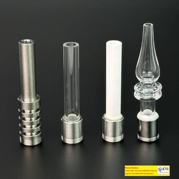 510 Replacement Thread Titanium Ceramic Quartz Tips Nail For Nectar Collector Kit V4 Kit Gr2 Titanium Concentrate Dab Straw Water Pipe Bongs LL