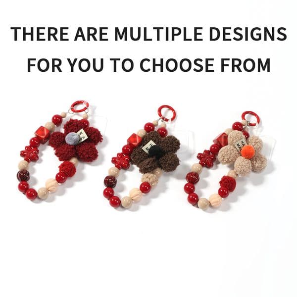 Cute Fuzzy Flower Phone Chain with Pearls mobile phone chain