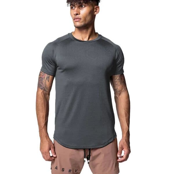 Mens Sports T Shirt Mens Quick Dry Bodybuilding Tight Short Top Men Wrokout Short Sleeve D-1