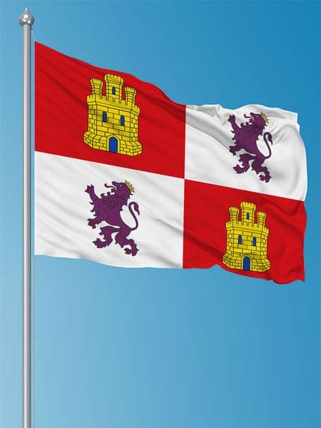FLAGDOM 3X5Fts 90X150cm Spain Spanish Flag of Castile and Leon