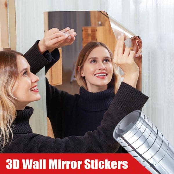 Mirror Wall Stickers Self-adhesive Square Soft Mirror Sticker DIY Acrylic 3D Wall Decal Stickers for Living Room Bathroom Decors