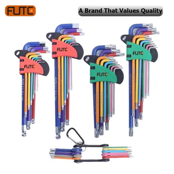 FUTE Allen Key Set L Wrench Kit for Allen Screw 9PCS Long Arm Hex Key Set 1.5mm To 10mm Hex Spanner Hand Tools Bicycle Repair