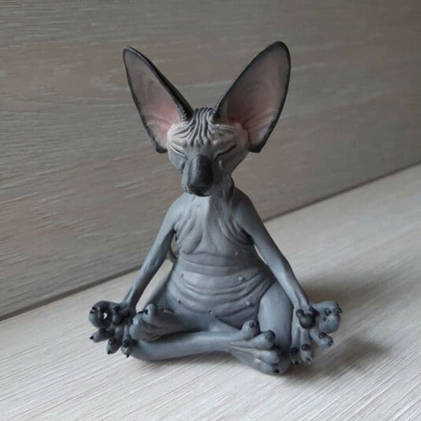 Meditation Yoga Happy Cat Whimsical Buddha Sphinx Cat Statue Art Deco Sculpture Outdoor Garden Statue