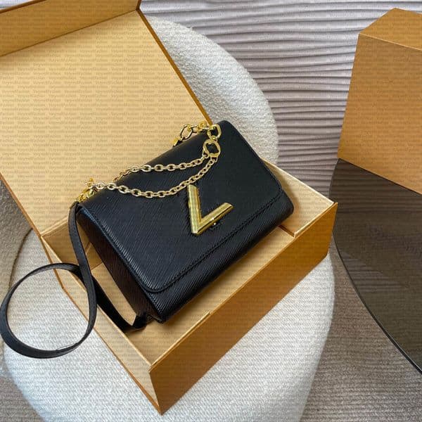 Luxury Designer Golden Twist Lock Shoulder Bag in Camel Brown Textured Leather with Adjustable Strap and Chain Handle for Versatile Day to Night Wear