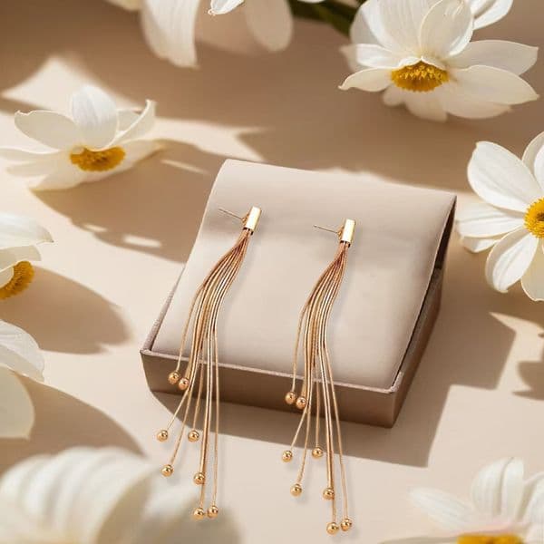 Fashion Round Ball for Women Long Tassel Earrings Stud Creative Personality Ear Jewelry
