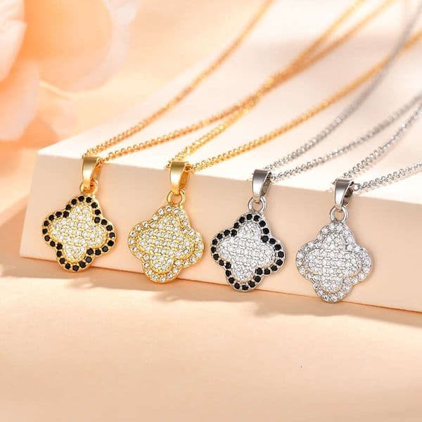 jewelry designer s pure sier necklace with four leaf clover full dia pendant, niche fashion women's exquisite jewelry, daily party gifts