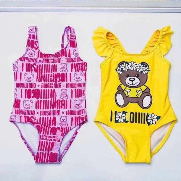 Cute Summer Girls Brand One-Pieces Bikini Swimsuit Little Be Printed Kids Toddlers Sleeveless Vest Bathing Suits Baby Girl Beach Swimwe Children Swimming