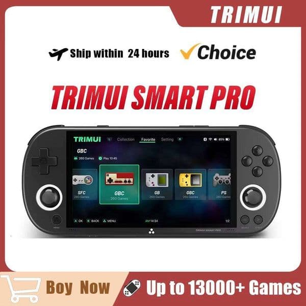 Trimui Smart Pro Retro Console 4.96'' IPS Screen Linux System Joystick RGB Lighting Video Handheld Game Player Gift