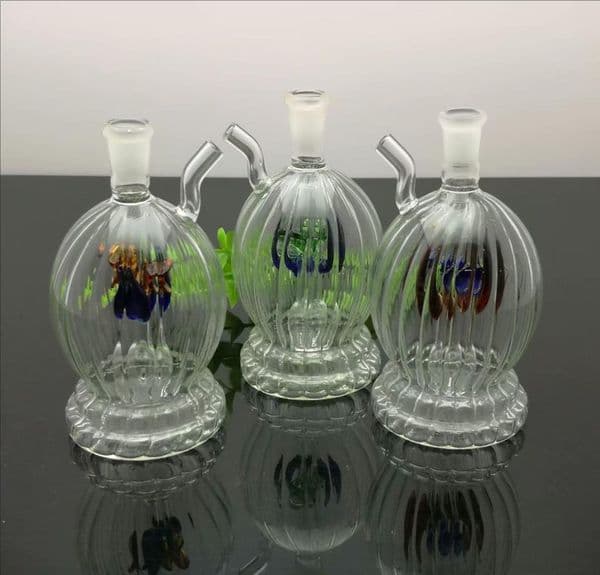 Smoking Pipes Mini-striped round-bellied glass cigarette kettle Great Pyrex Glass Oil Burner Pipe Thick