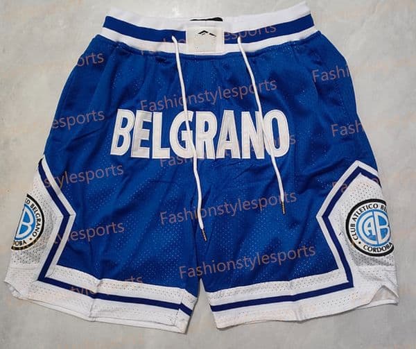 New Athletic Mens Boston Belgrano team Cordoba 33 Larry Bird Red Embroidery Stitched Throwback Basketball Shorts Pants Retro Team jerseys wear