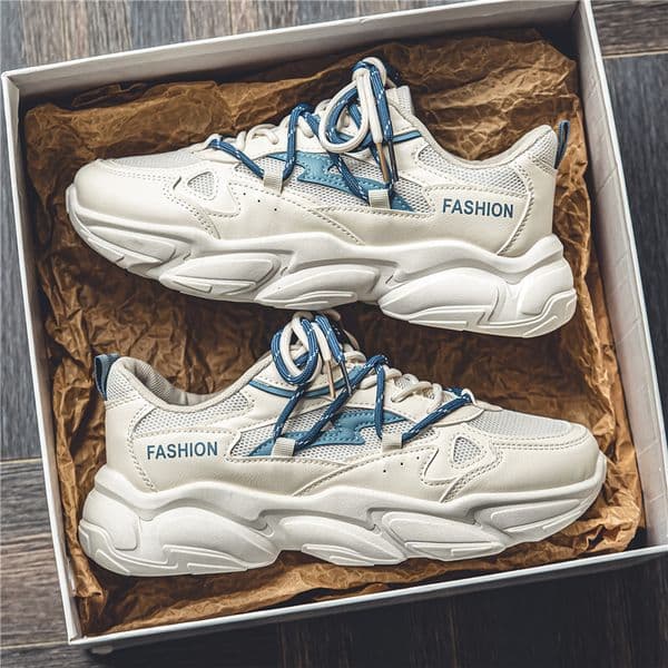 Men's Summer Breathable Youth Sports Casual Running Deodorant Mesh Hidden Heel Versatile White Dad Trendy Shoes