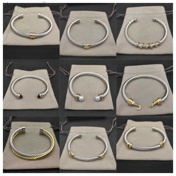 designer bracelet fashion vintage cable bracelet 925 silver gold bangle luxury jewelry pearl women men cuff bangle 20 options 5/7mm size holiday gift High quality TOP