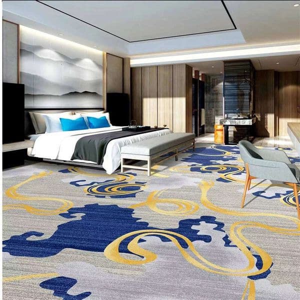 Hotel 600g Polyester Guest Room Hallway Full Coverage Printed Banquet Hall Carpet floor background around Blanket