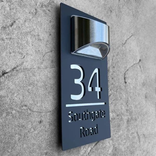 Personalized Solar House Sign Led Modern Door Number Plaque Laser Cutting Contemporary House Plate 240821