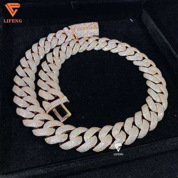 20mm Bubble Cuban Link Chain Custom Clasp Letter Name VVS Moissanite Hip Hop Fine Jewelry Rose Gold Sterling Sier Necklace
