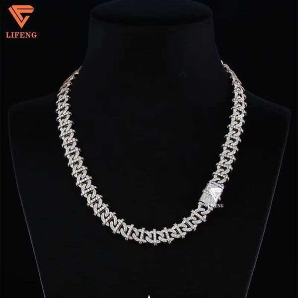 Custom 16mm New Design Chain Sier Ice Out Vvs Moissanite Dia Hip Hop Jewelry Cuban Link Necklace Men