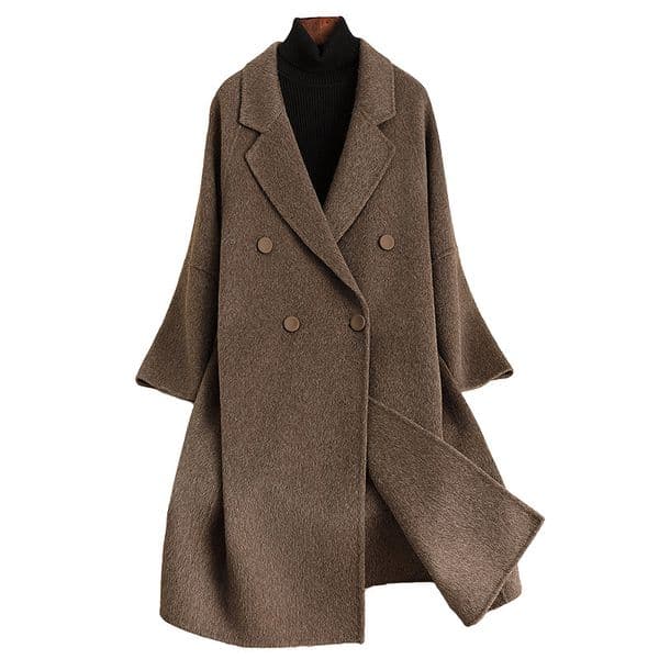 D6330 Double-faced wool coat for women, mid-length, 2024 autumn and winter new style, cocoon-shaped, high-end