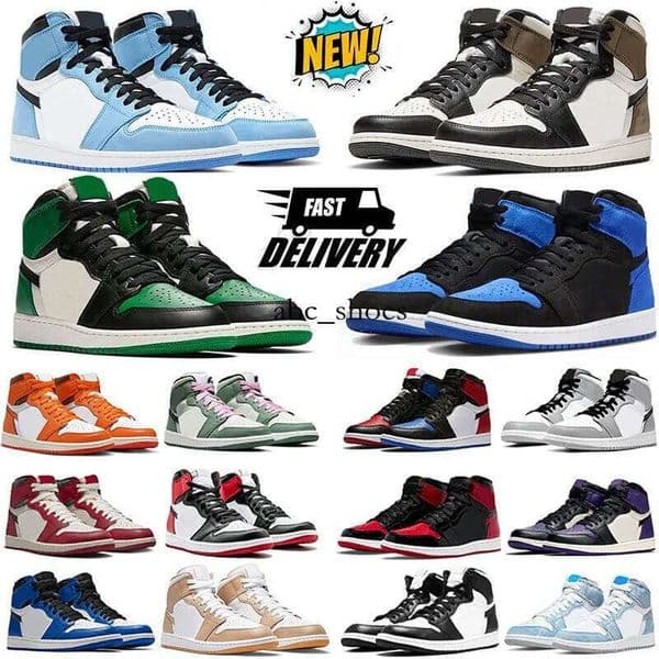 Designer Men Basketball Shoes Women University Blue Leather Hyper Royal Grey Chicago Red Dark Mocha OG Digital Pink Outdoor Sports trainers Sneakers 36-47