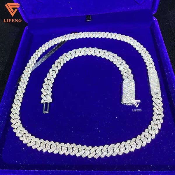 Custom 10mm Miami Iced Cuban Link Chain Gold Plated Solid Sterling Sier Necklace for Men Men's Jewelry