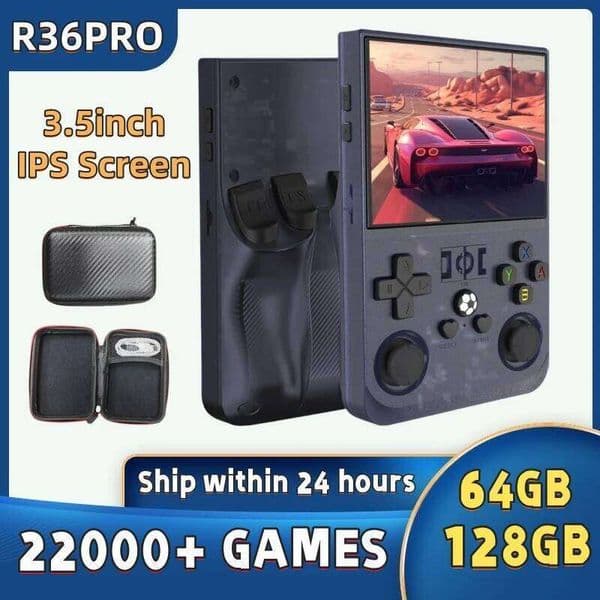 R36 PRO Open Source Retro Handheld Video Game Console with 3.5 Inch IPS Screen 4000mAh Linux System Portable Pocket Player Games