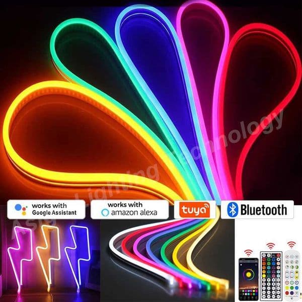 12V LED Neon Strip RGB 120LEDs/M Waterproof Flexible Tape Ribbon RGB Dimmable IR Remote/Bluetooth/ Tuya Smart Wifi Voice Control W250707