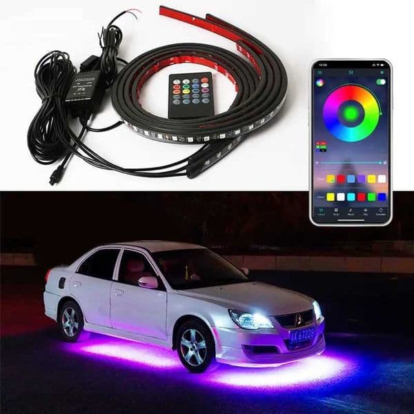 Car Chassis Decorative Strip Lights Waterproof LED Auto Underbody Neon Lights Remote Control RGB Atmosphere Lamp Car Accessories W250707