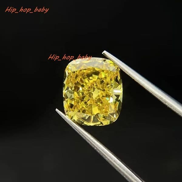 Double Jewelry Vivid Yellow Cushion Lab Diamond 1ct 2ct 3ct 4ct with IGI Certificate HPHT CVD Certified Loose Lab Grown Diamond