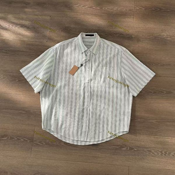 shirts men sweaters y2k shirt designer button up shirt Love heart embroidered Striped short Sleeve Shirt Women's Shirt Fashion Casual Business shirt