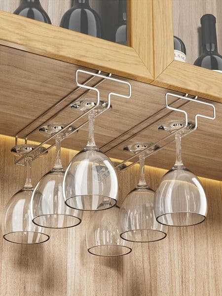 WORTHBUY Stainless Steel Wine Rack Upside Down Hanging Wine Cup Storage Rack Wine Glass Holder Stand Home Cabinet