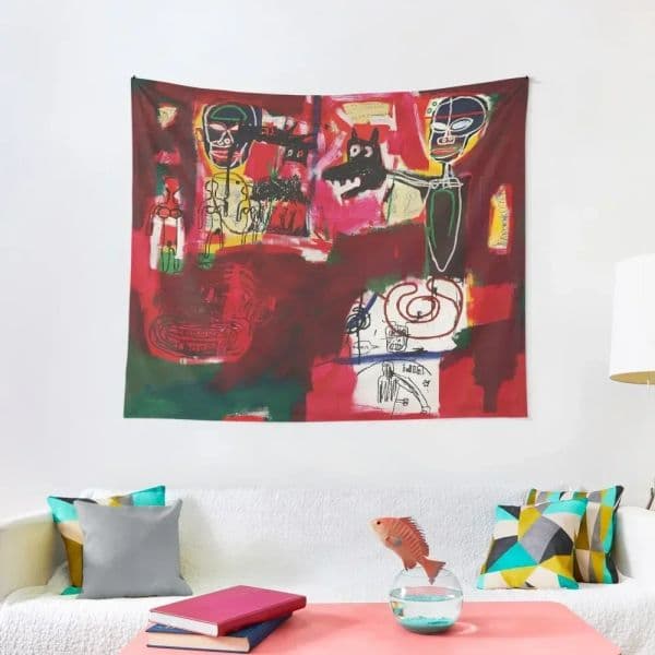 jean michel rare vintage PRINT Tapestry Bedroom Decor Aesthetic Room Decor Aesthetic Room Decor Korean Style Wallpaper Tapestry