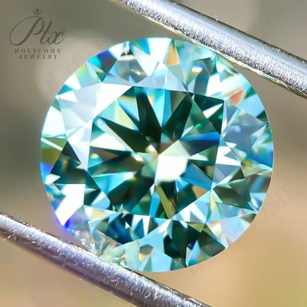 Hot Sale Loose Moissanite 0.1~3ct Original Aqua Blue Color 8 Heart 8 Arrows GRA Certificate Round Brilliant Cut Colorful Moissanite Diamond for Jewelry