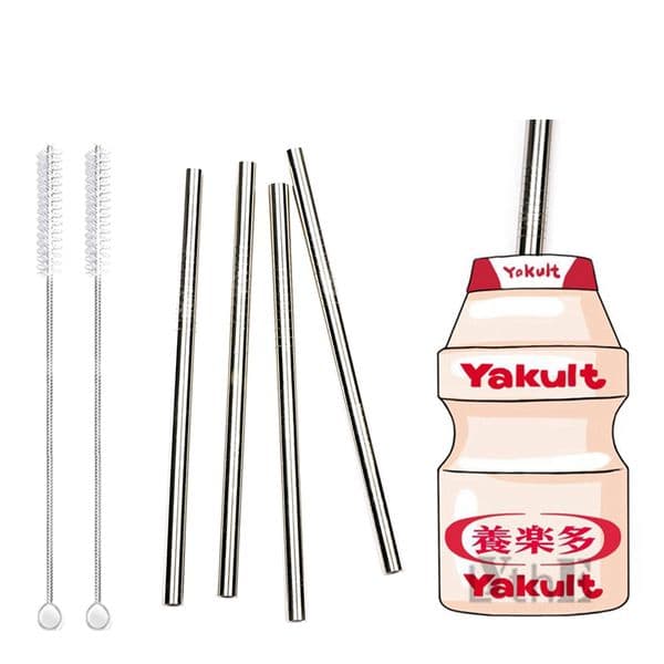 4pcs 6*130/160mm Kids Metal Straws Reusable Drinking Straw 304 Stainless Steel Straws with Brush for Kids Party Cocktail Glasses