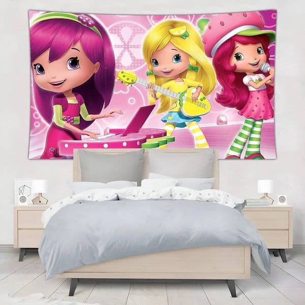 S-StrawberryS-D-ShortcakeS Tapestry Wall Hanging Tapestry Art Deco Blanket Curtain Hanging At Home Bedroom Living Room Decor