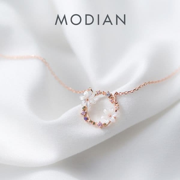 Modian New Arrival Real 925 Sterling Silver Ceramics Enamel Charm Rose Gold Color Necklace Pendants For Women S925 Fine Jewelry
