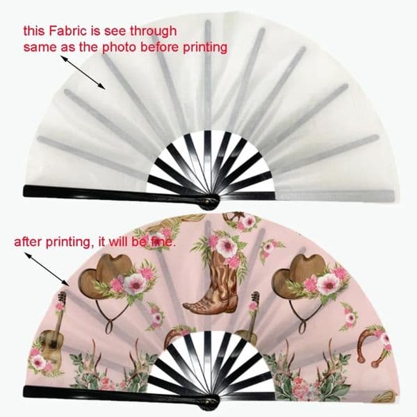 13 Inch Blank Foldable Fan with Plastic Handle Sublimation Printing Polyester Clacking Fan Hand Fan Dance Performance Decor Tool