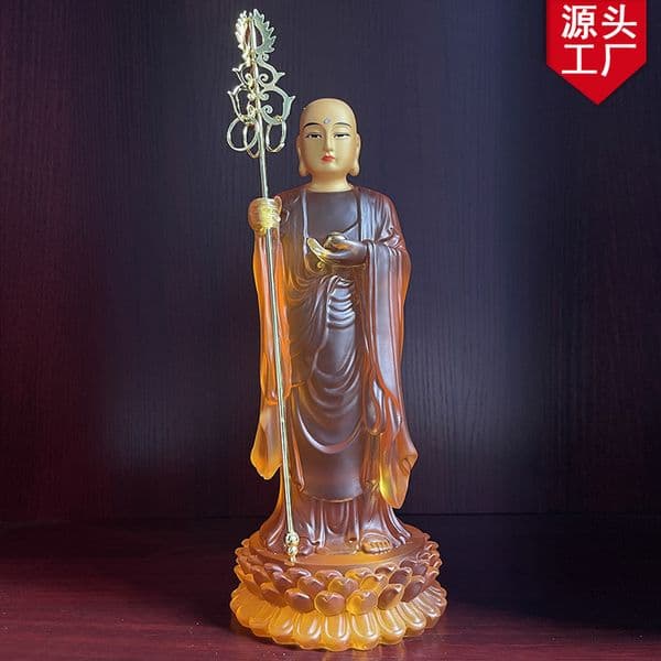 Kizo King Bodhisattva Buddha Statue Religious Buddha Temple Home Offering Resin Ornament Water Glaze Standing Image Factory
