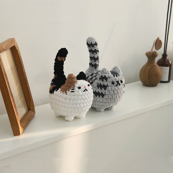 Handmade Yarn Crochet Cute Cat Doll Animal Kit Beginner'S Set Diy Material Kit Complete Knitting Kit Relieve Stress Holiday Gift