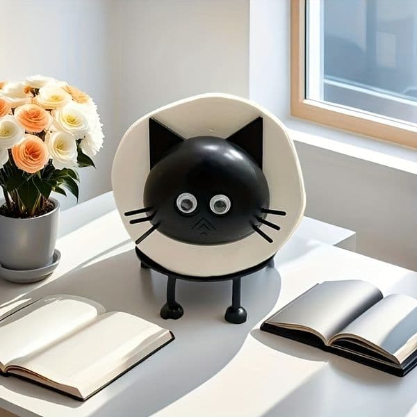 1pc Cute Cat-Shaped Toilet Paper Holder, Funny Standing Bathroom Tissue Rack, Adorable Animal Black Toilet Paper Stand