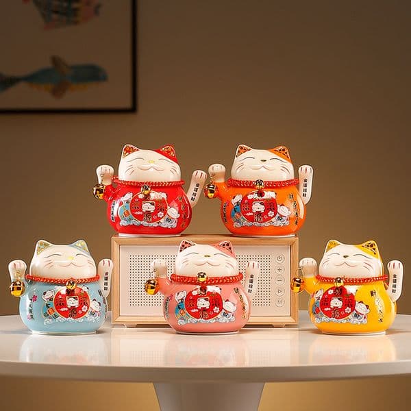 4.5inches Lucky Cat Ornament Large Electric Shaker Cash Register Home Store Opening Gift Ceramic Ornament Automatic Beckoning