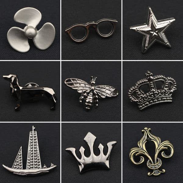 Fashion Men's Mini Brooches Chic Style Guitar Crown Boat Star Bee Advanced Lapel Pin Suit Shirt Collar Shawl Tuxedo Accessory