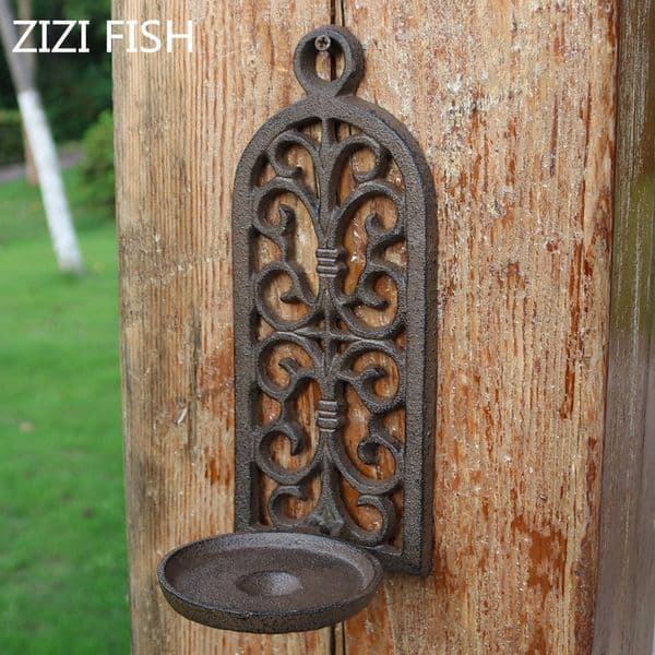 cast iron arch hollow wall hanging candlestick candle holders retro decorations courtyard home pendants Garden decoration
