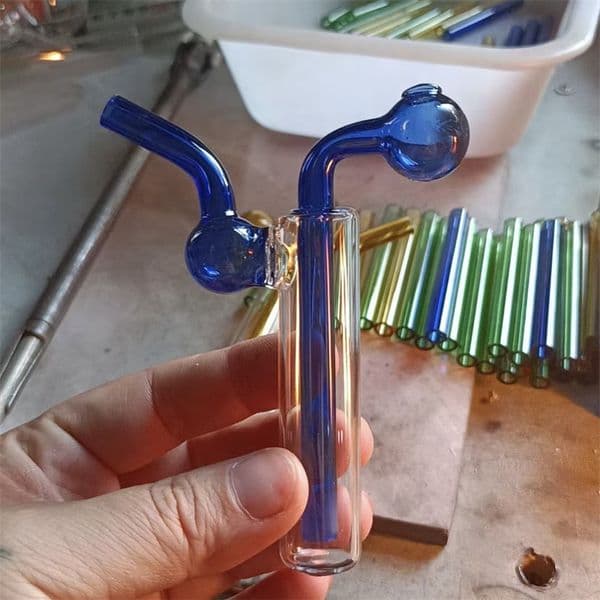 5PCS 10cm Height Bubbler Oil Burner Glass Diffuser Water Pipes Hookah Bongs Bubblers Recycle Filter Mini Portable Smoking Pipes