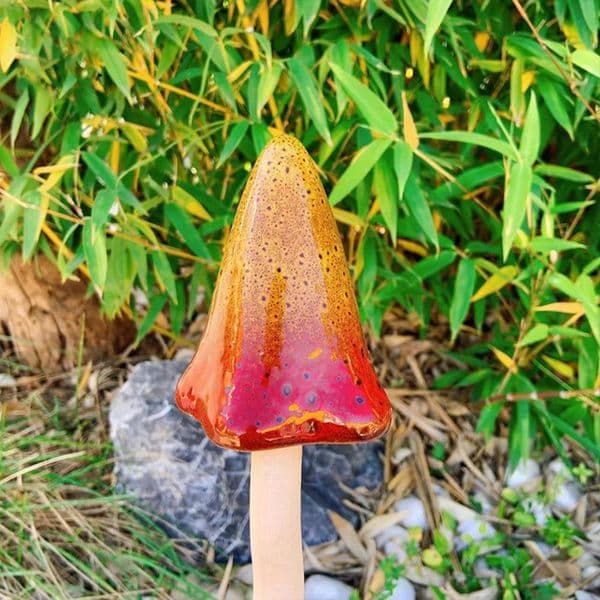 Mushroom Lover Gifts Hand-painted Ceramic Mushroom Toadstools for Outdoor Fairy Garden Decor Colorful Glazed for Garden